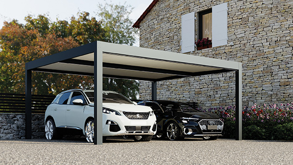 Solisysteme-3D-Carport-double-Autoporte-bandeau-LED-RAL-7016