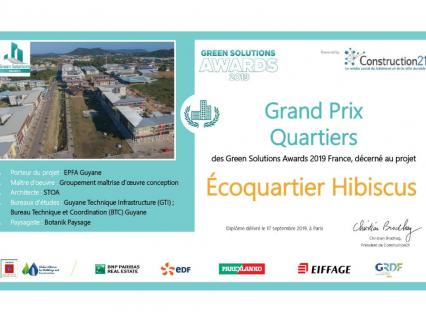  L’EPFA Guyane et la ville de Cayenne ont reçu le prix Green Solutions Award