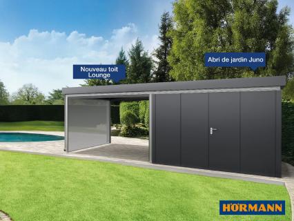 Abris de jardin Hörmann avec toit Lounge : le rangement devient un espace de vie