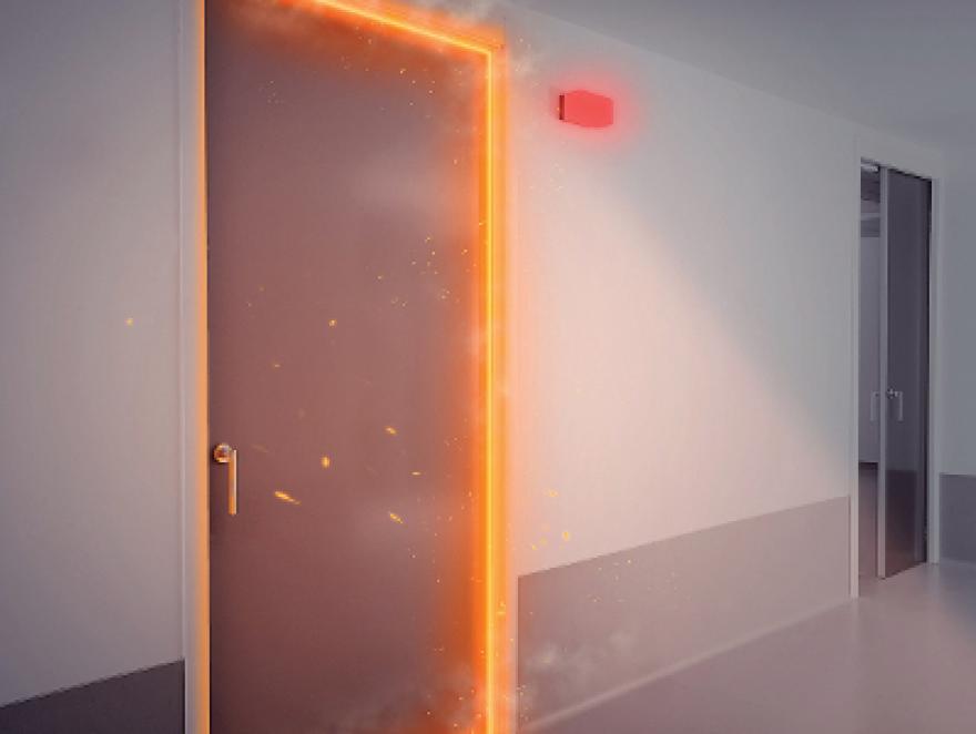 Porte coulissante à galandage coupe-feu