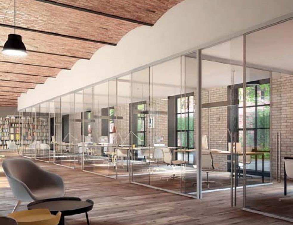 Cloisons et portes vitrées sans cadres