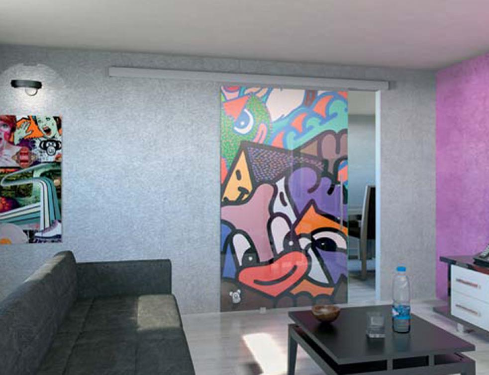 Portes en verre coulissantes artistiques