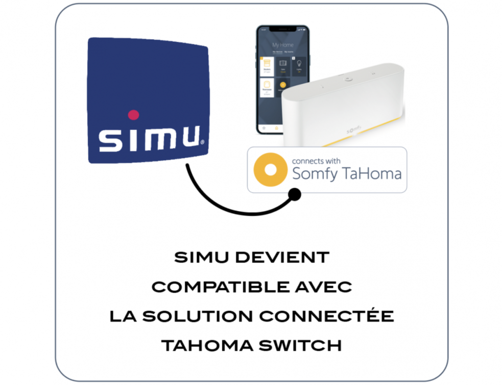Schéma montrant la compatibilité des produits SIMU et SOMFY