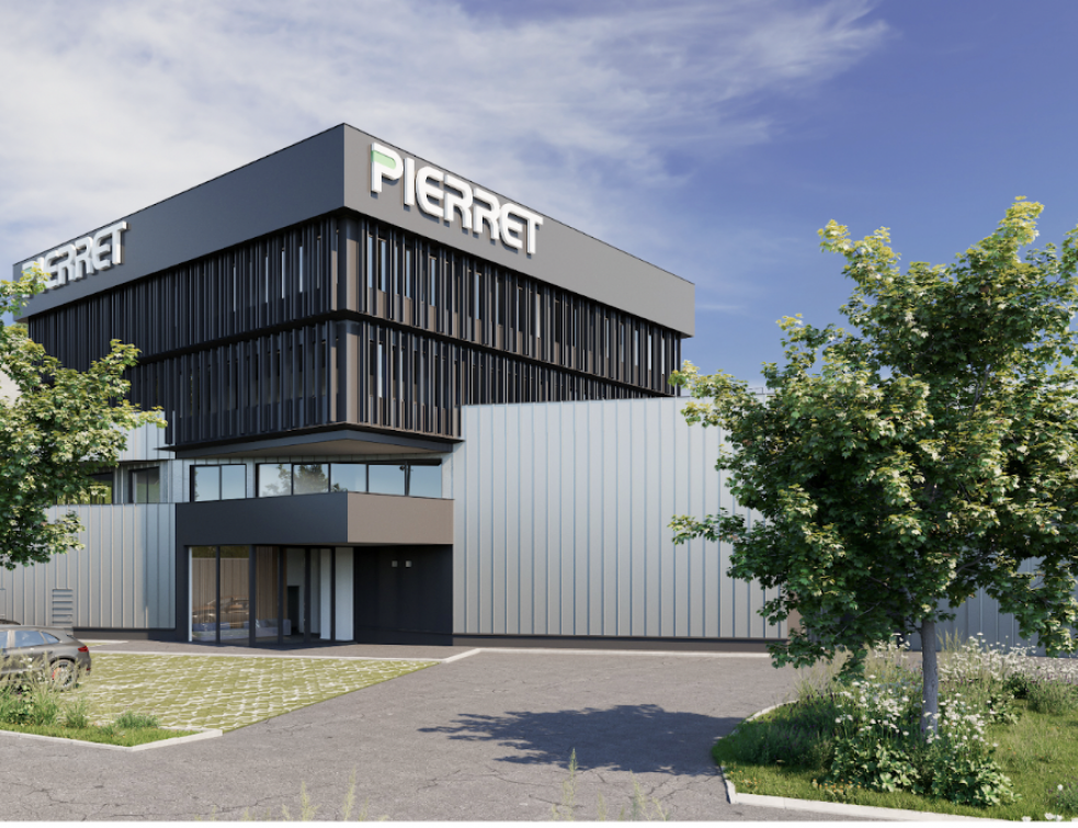 Photo du projet pour la nouvelle usine de Pierret Portes & Fenêtres, Transinne, Belgique